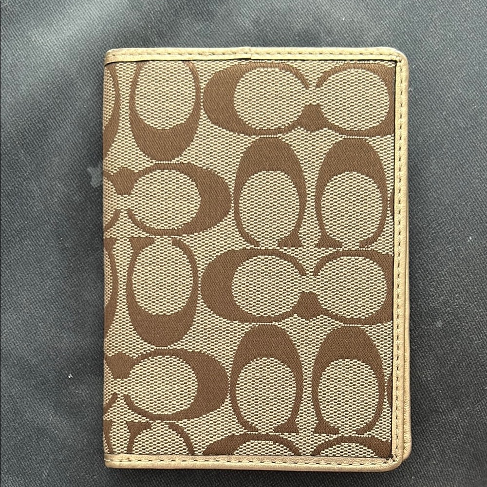 Coach Signature Pattern Wallet in Brown and Cream